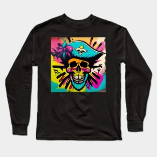 Pirate skull paint t- shirt Long Sleeve T-Shirt